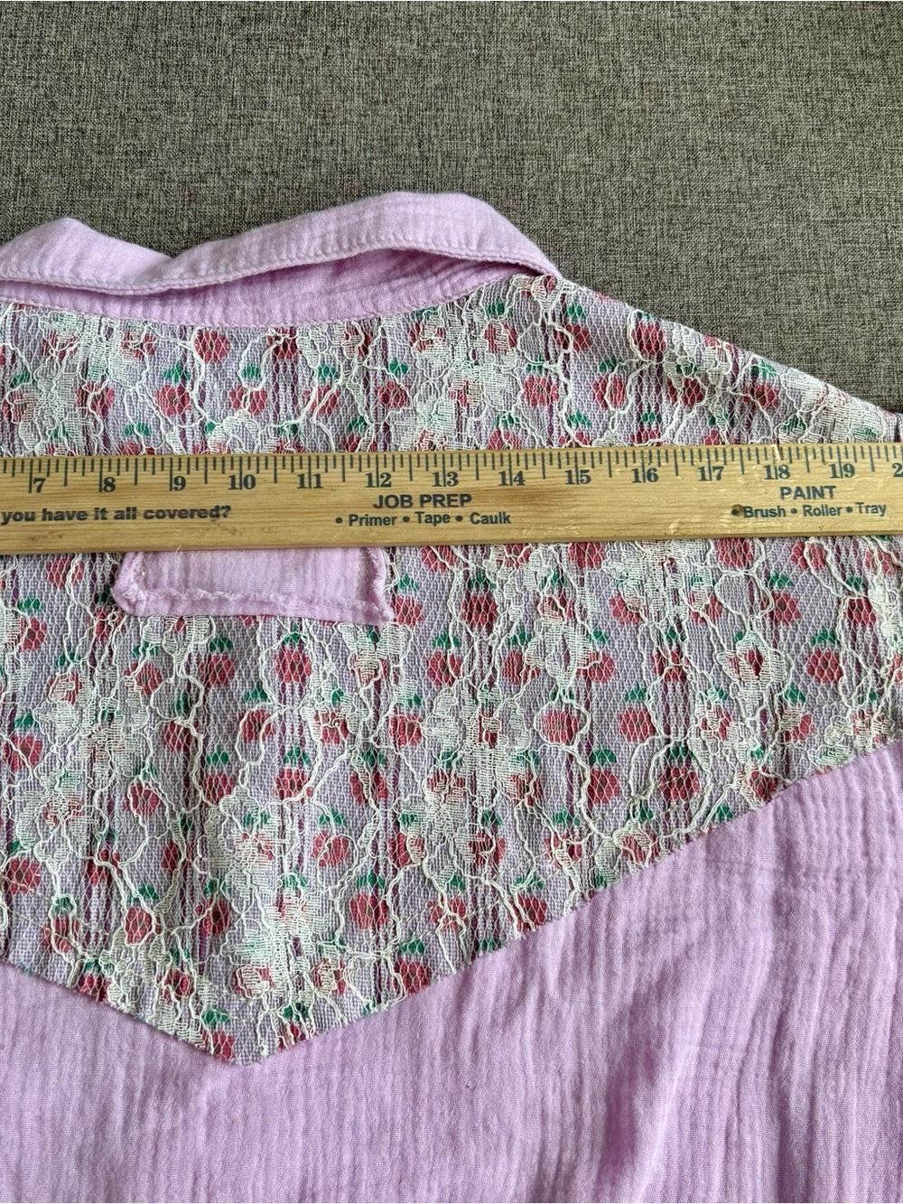 POL Lavender Patchwork Button-Front Shacket with Cream Sleeves - Picture 8 of 10